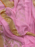 Light Pink Pure Banarasi Khaddi Georgette Saree - Aura Benaras