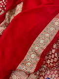 Red Pure Banarasi Khaddi Georgette Saree