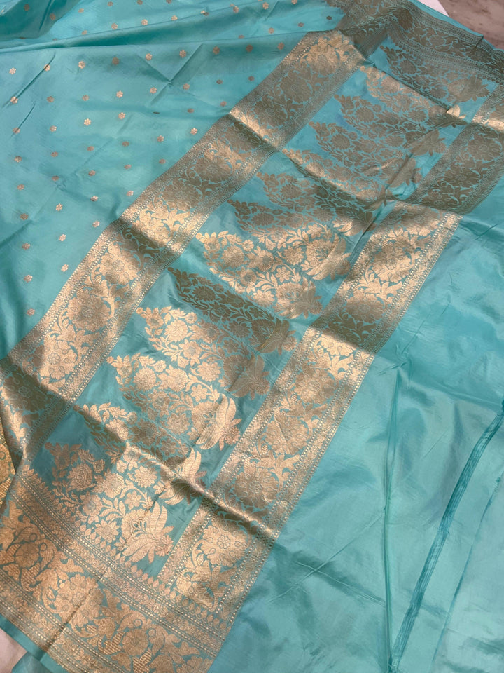 Blue Pure Banarasi Handloom Katan Silk Saree - Aura Benaras