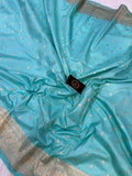 Blue Pure Banarasi Handloom Katan Silk Saree - Aura Benaras