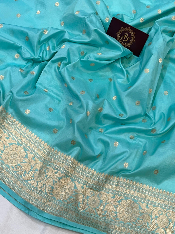Blue Pure Banarasi Handloom Katan Silk Saree - Aura Benaras