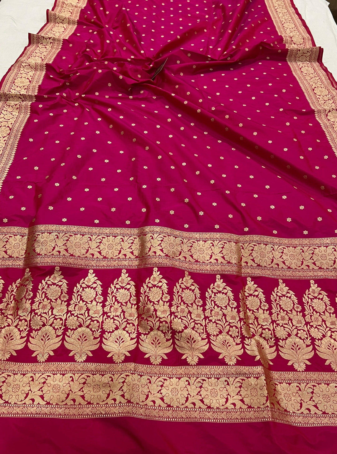 Rani Pink Pure Banarasi Handloom Katan Silk Saree - Aura Benaras