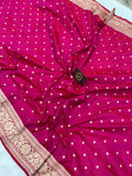 Rani Pink Pure Banarasi Handloom Katan Silk Saree - Aura Benaras