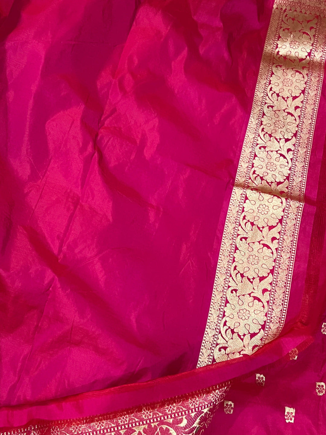 Rani Pink Pure Banarasi Handloom Katan Silk Saree - Aura Benaras