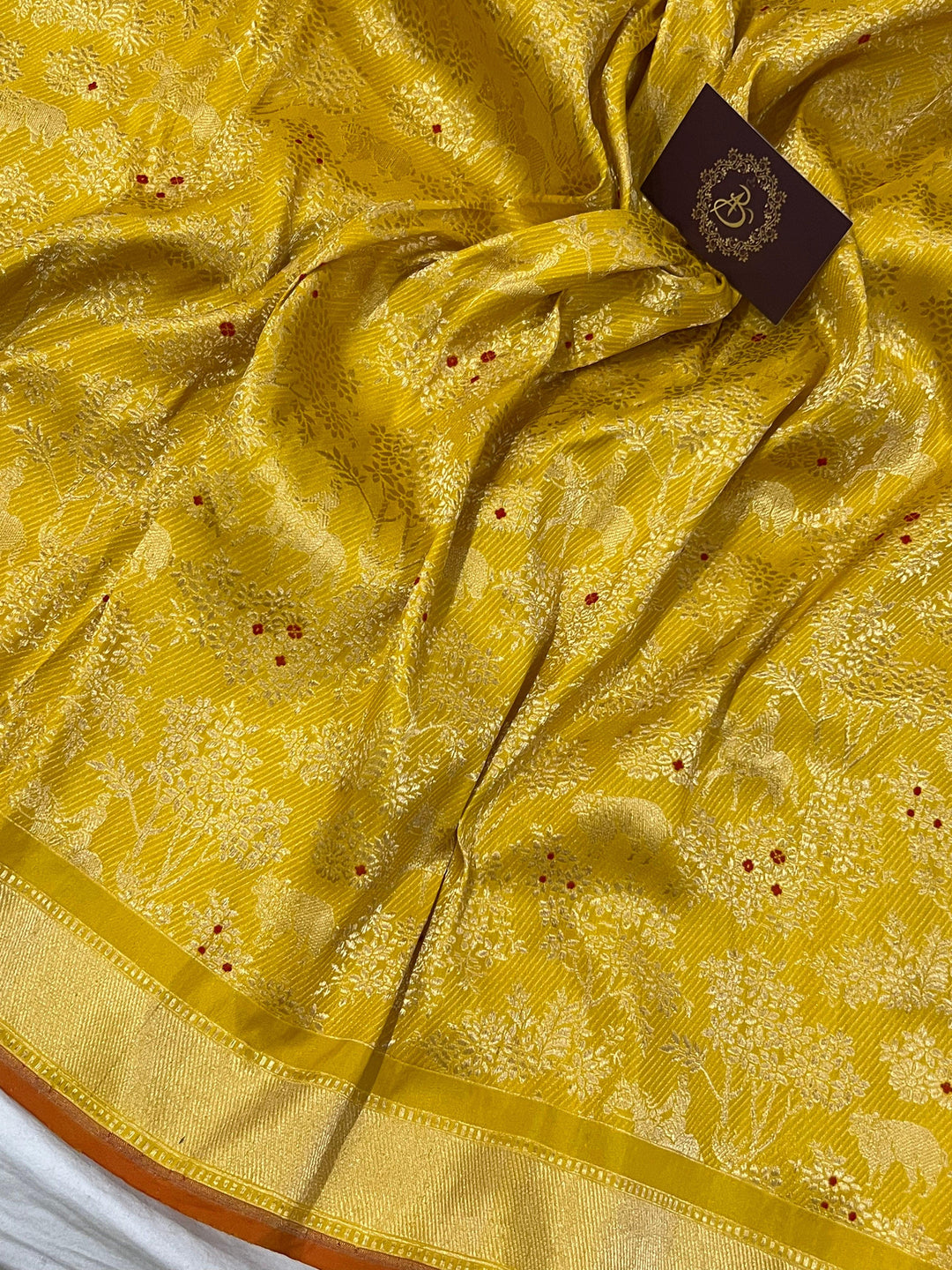 Yellow Banarasi Handloom Katan Silk Saree - Aura Benaras