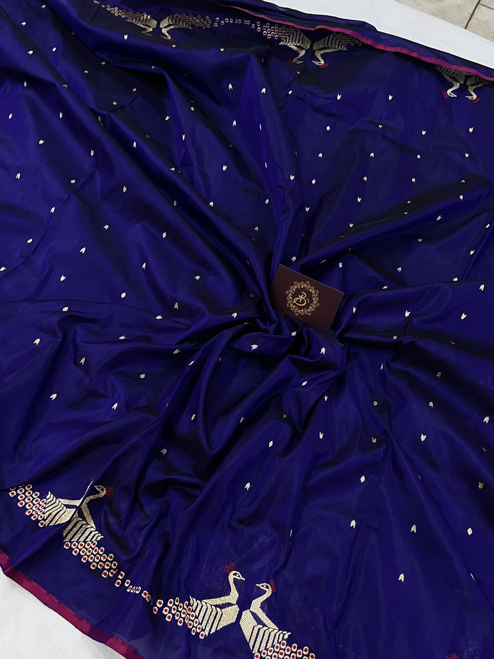 Purple Banarasi Handloom Katan Silk Saree - Aura Benaras