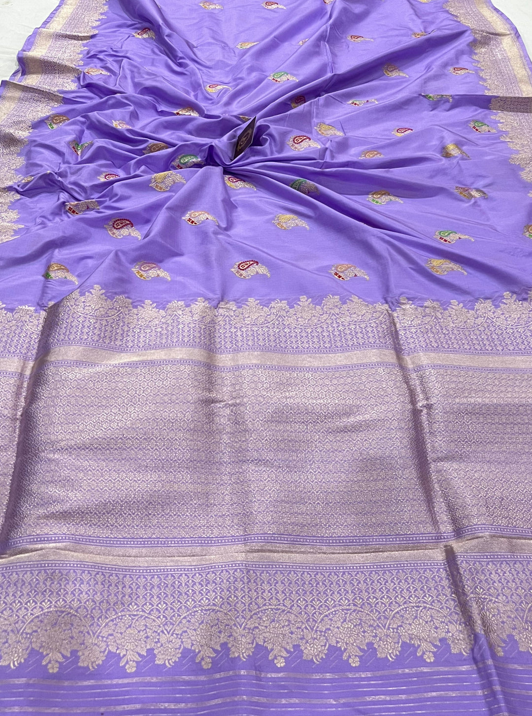Lavender Kadhua Banarasi Handloom Katan Silk Saree - Aura Benaras
