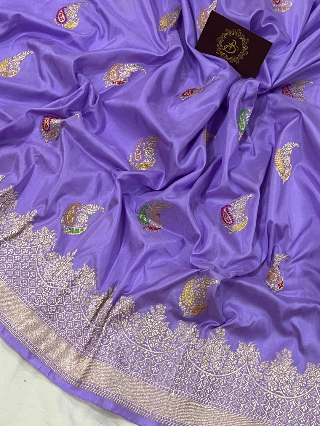 Lavender Kadhua Banarasi Handloom Katan Silk Saree - Aura Benaras