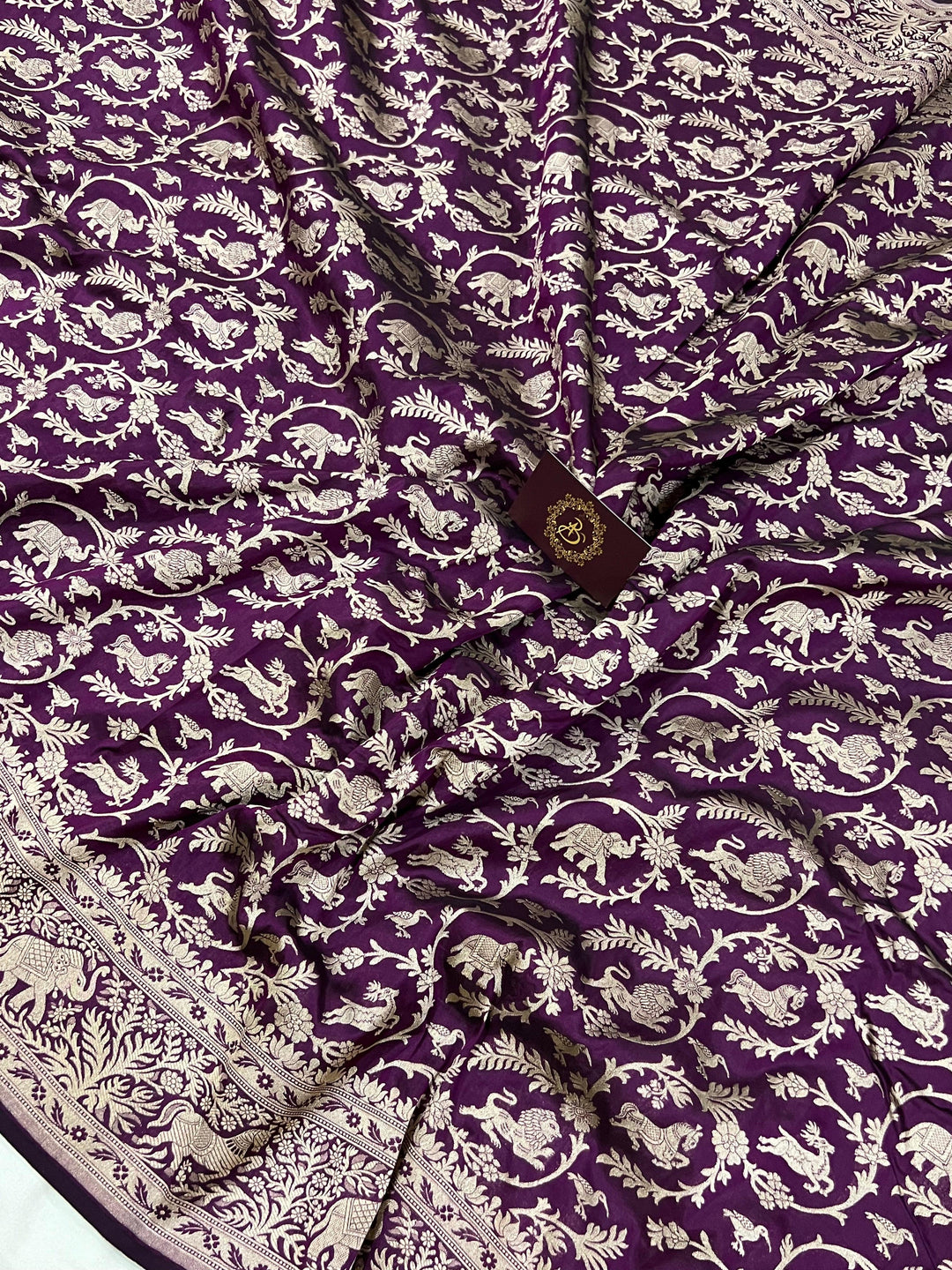 Wine Pure Banarasi Handloom Katan Silk Saree - Aura Benaras