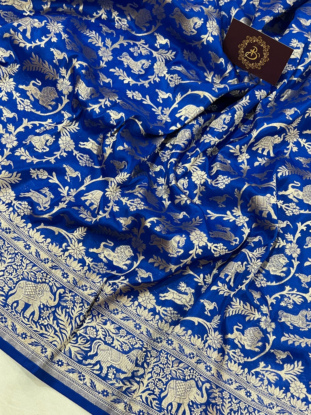 Royal Blue Banarasi Handloom Pure Katan Silk Saree - Aura Benaras