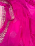 Baby Pink Banarasi Handloom Pure Georgette Silk Saree - Aura Benaras