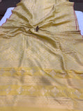 Pastel Yellow Pure Banarasi Handloom Katan Silk Saree