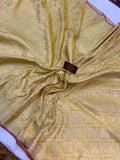 Pastel Yellow Pure Banarasi Handloom Katan Silk Saree