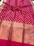 Rani Pink Pure Banarasi Handloom Katan Silk Saree - Aura Benaras