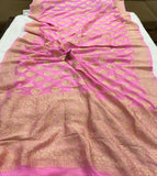 Pink Pure Banarasi Khaddi Georgette Saree - Aura Benaras