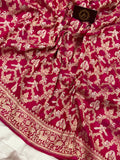 Rani Pink Kadwa Jaal Pure Banarasi Handloom Katan Silk Saree - Aura Benaras