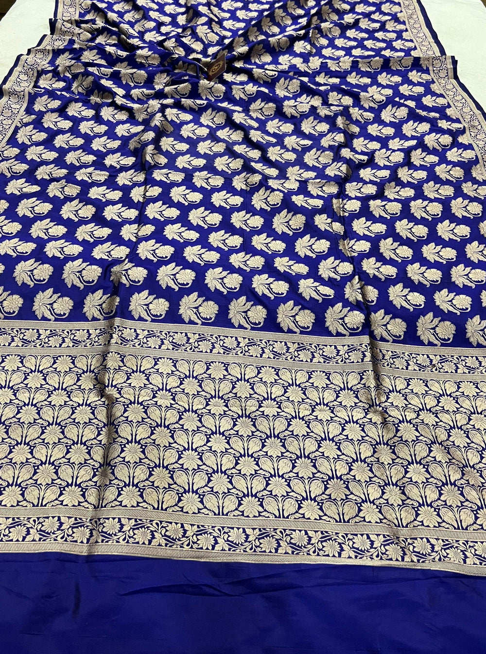 Royal Blue Pure Banarasi Handloom Katan Silk Saree - Aura Benaras