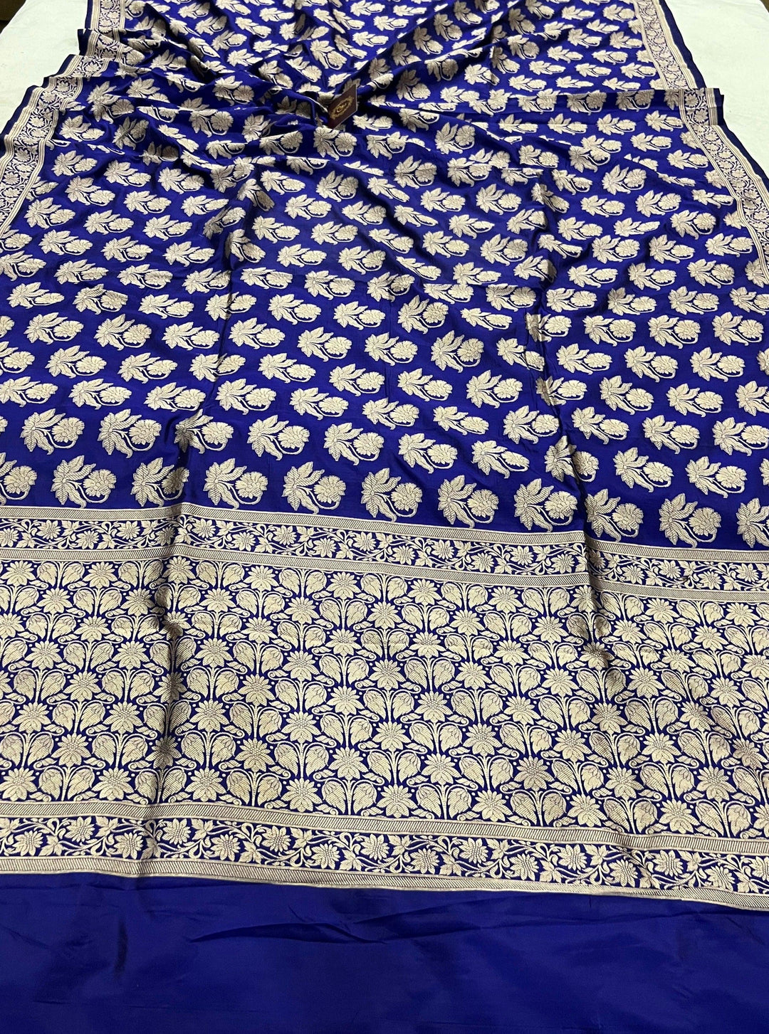 Royal Blue Pure Banarasi Handloom Katan Silk Saree - Aura Benaras