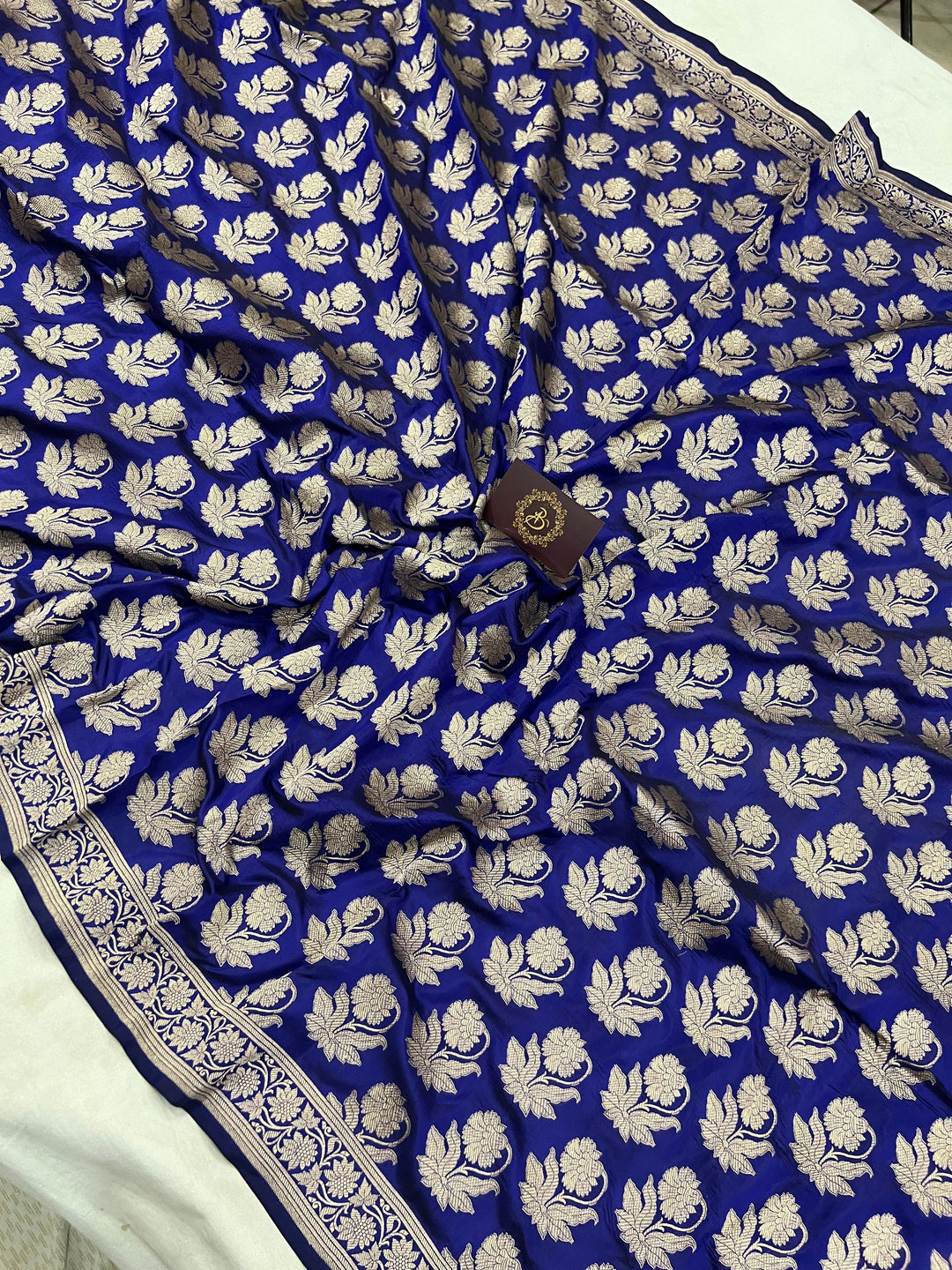 Royal Blue Pure Banarasi Handloom Katan Silk Saree - Aura Benaras