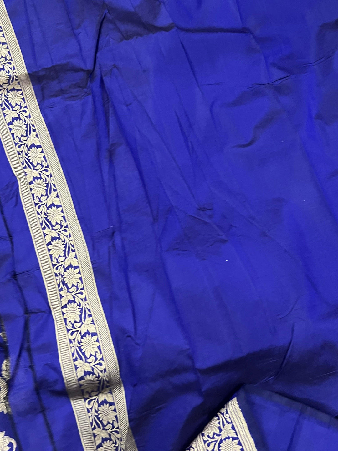 Royal Blue Pure Banarasi Handloom Katan Silk Saree - Aura Benaras