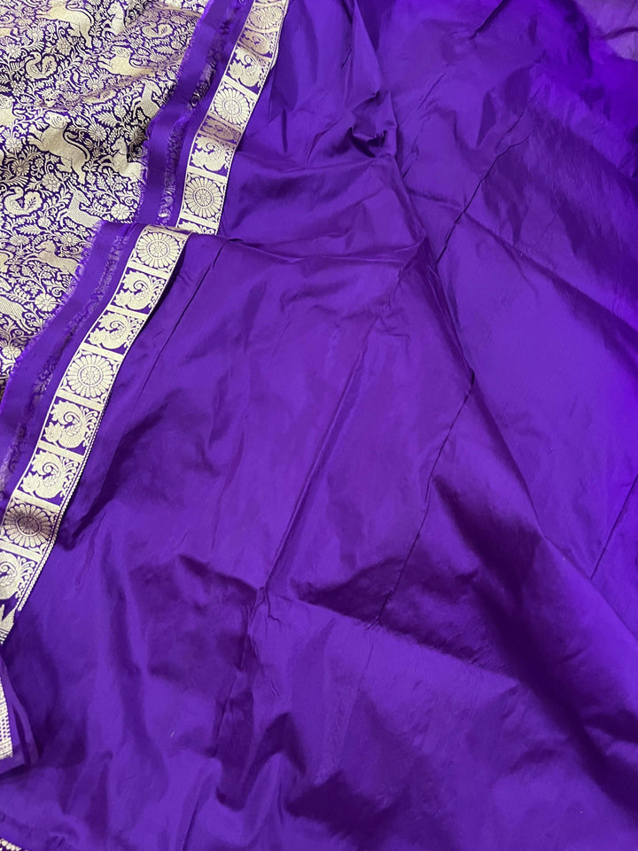 Plain unstitched blouse included with pure Katan silk Banarasi saree