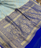 Light Blue Pure Banarasi Khaddi Georgette Saree - Aura Benaras