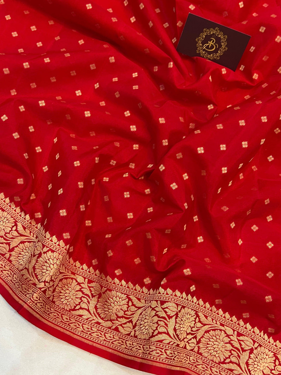 Red Pure Banarasi Khaddi Crepe Silk Saree - Aura Benaras