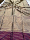 Wine Banarasi Handloom Katan Silk Saree - Aura Benaras
