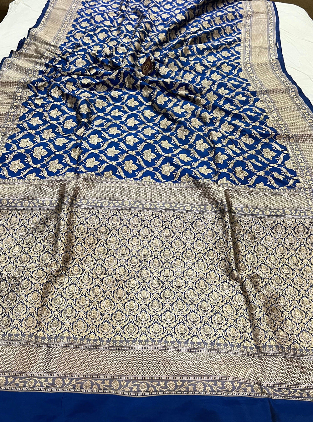 Royal Blue Pure Banarasi Handloom Katan Silk Saree - Aura Benaras