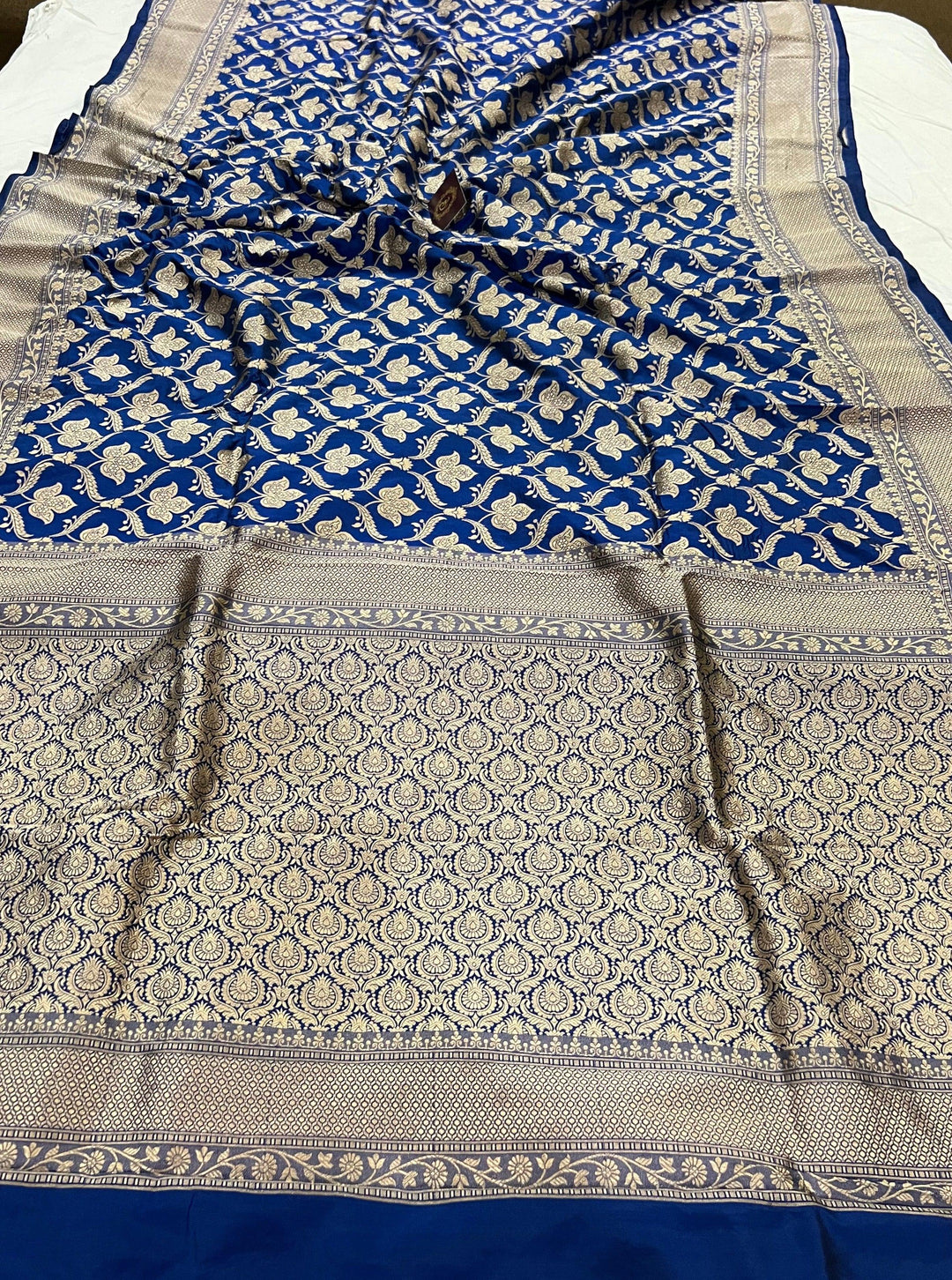 Royal Blue Pure Banarasi Handloom Katan Silk Saree - Aura Benaras