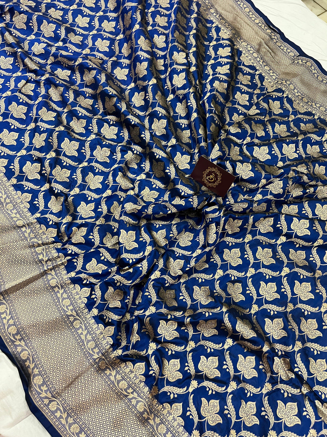 Royal Blue Pure Banarasi Handloom Katan Silk Saree - Aura Benaras