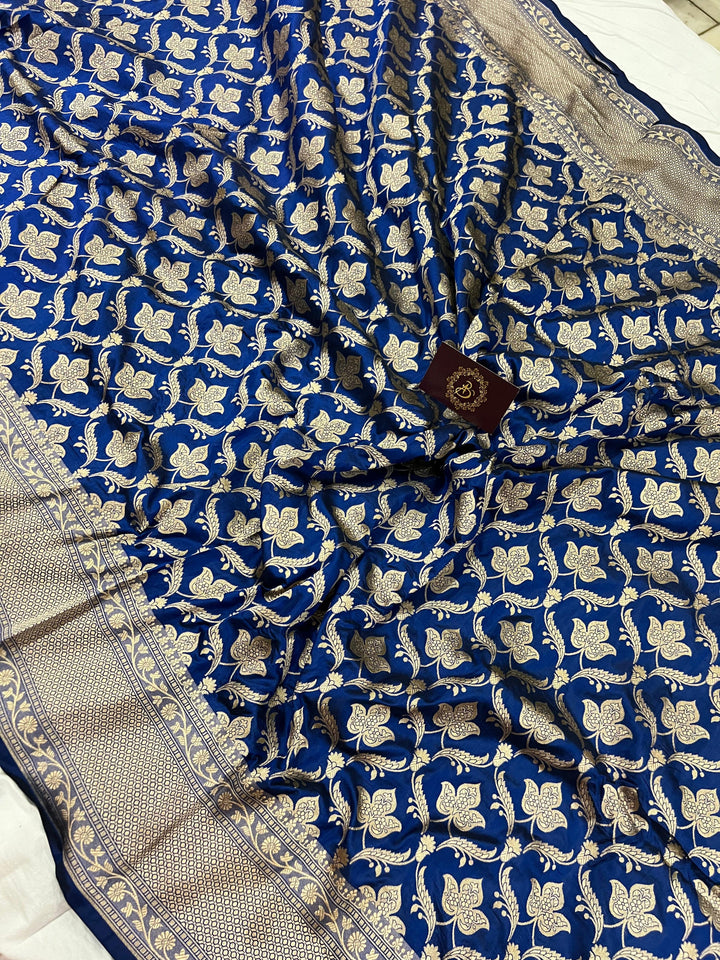 Royal Blue Pure Banarasi Handloom Katan Silk Saree - Aura Benaras