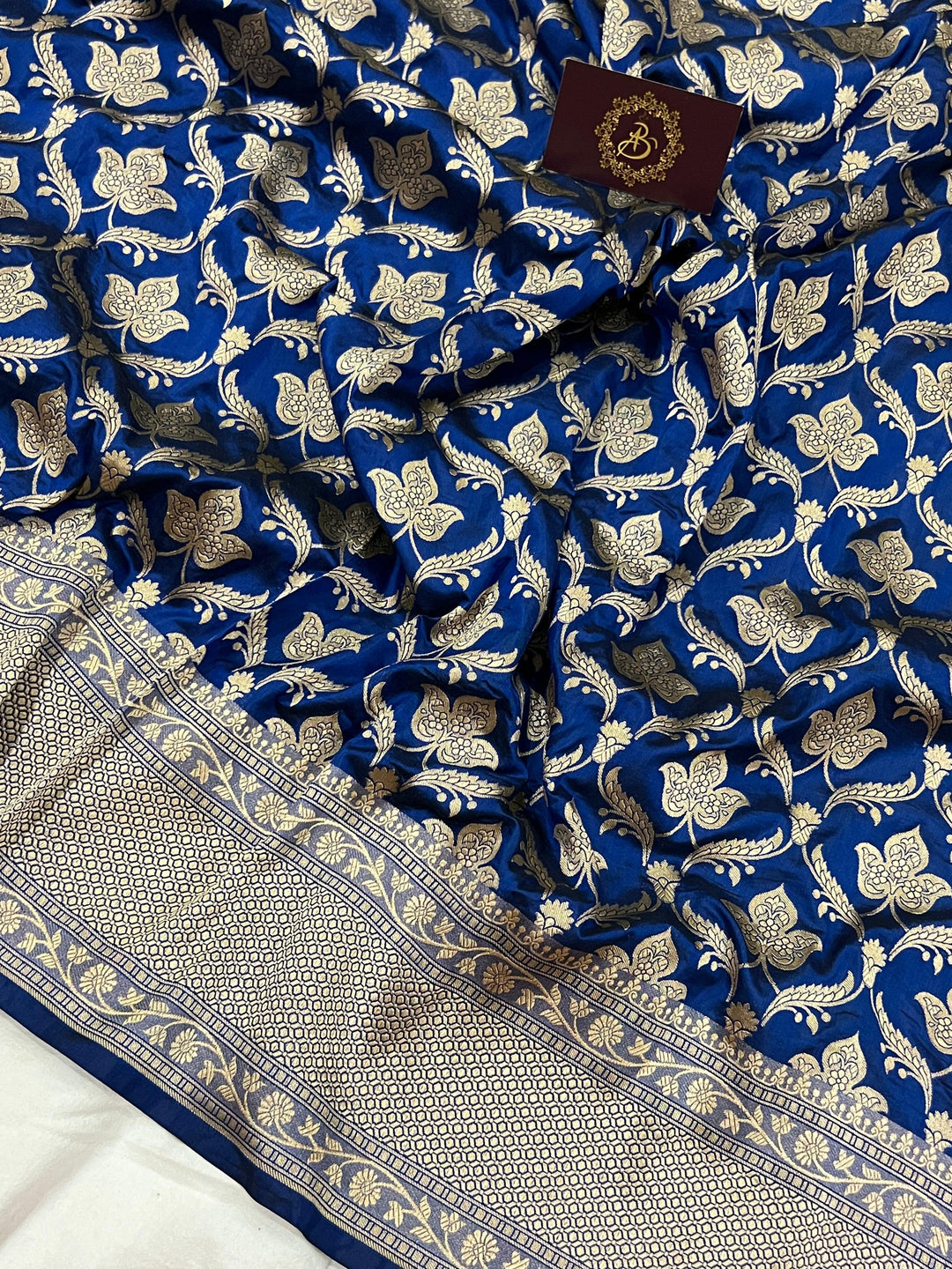Royal Blue Pure Banarasi Handloom Katan Silk Saree - Aura Benaras