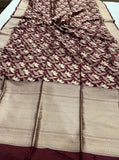 Maroon Pure Banarasi Handloom Katan Silk Saree - Aura Benaras