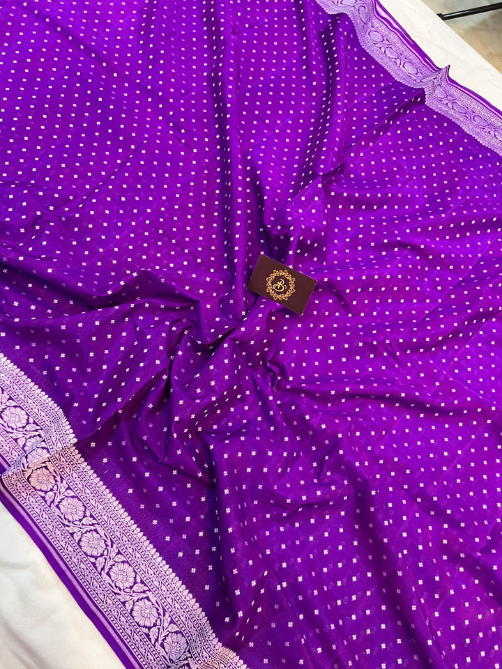 Purple Pure Banarasi Khaddi Crepe Silk Saree - Aura Benaras