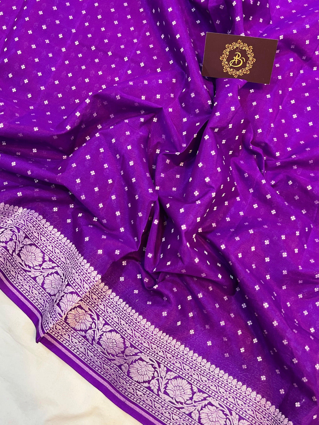 Purple Pure Banarasi Khaddi Crepe Silk Saree - Aura Benaras