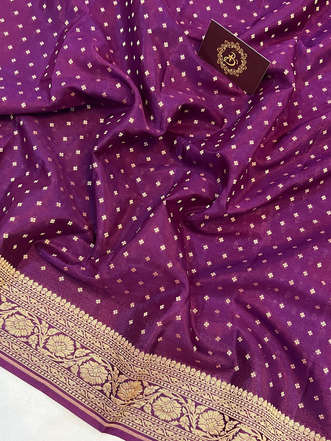 Wine Pure Banarasi Khaddi Crepe Silk Saree - Aura Benaras