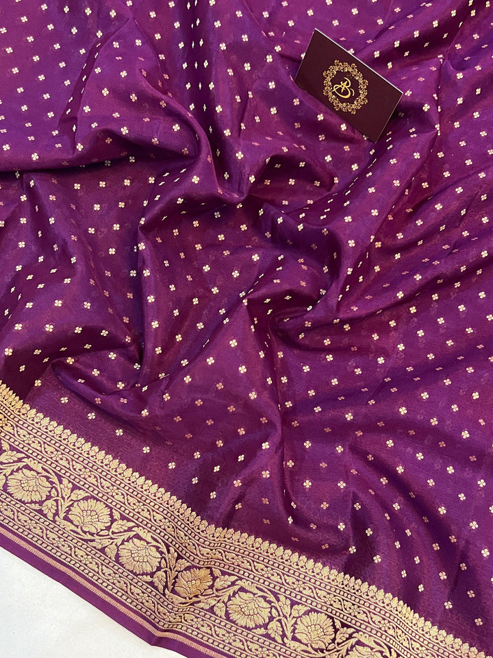 Wine Pure Banarasi Khaddi Crepe Silk Saree - Aura Benaras