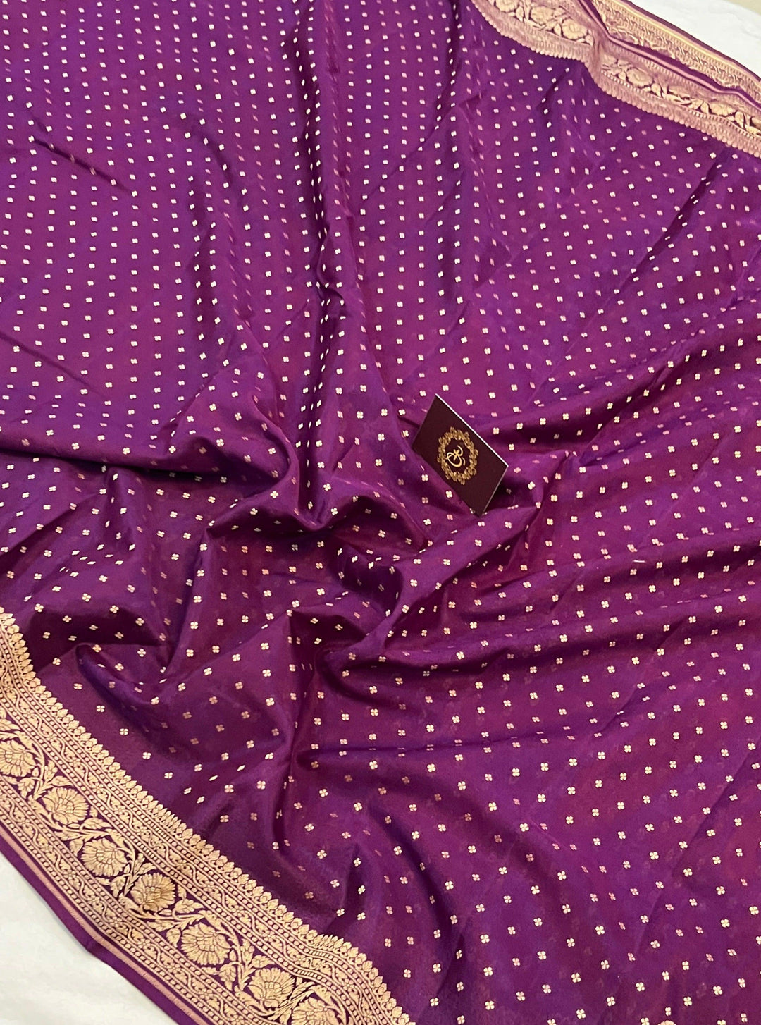 Wine Pure Banarasi Khaddi Crepe Silk Saree - Aura Benaras