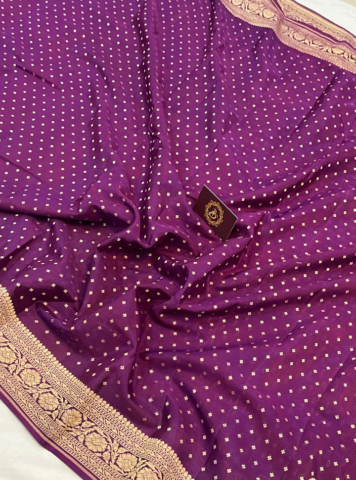Wine Pure Banarasi Khaddi Crepe Silk Saree - Aura Benaras