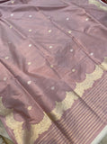 Pastel Mauve Banarasi Handloom Katan Silk Saree - Aura Benaras