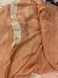 Orange Banarasi Khaddi Tissue Georgette Silk Saree - Aura Benaras