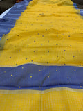 Yellow Banarasi Handloom Semi Tissue Silk Saree - Aura Benaras