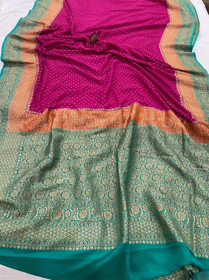 Rani Pure Banarasi Khaddi Georgette Saree - Aura Benaras