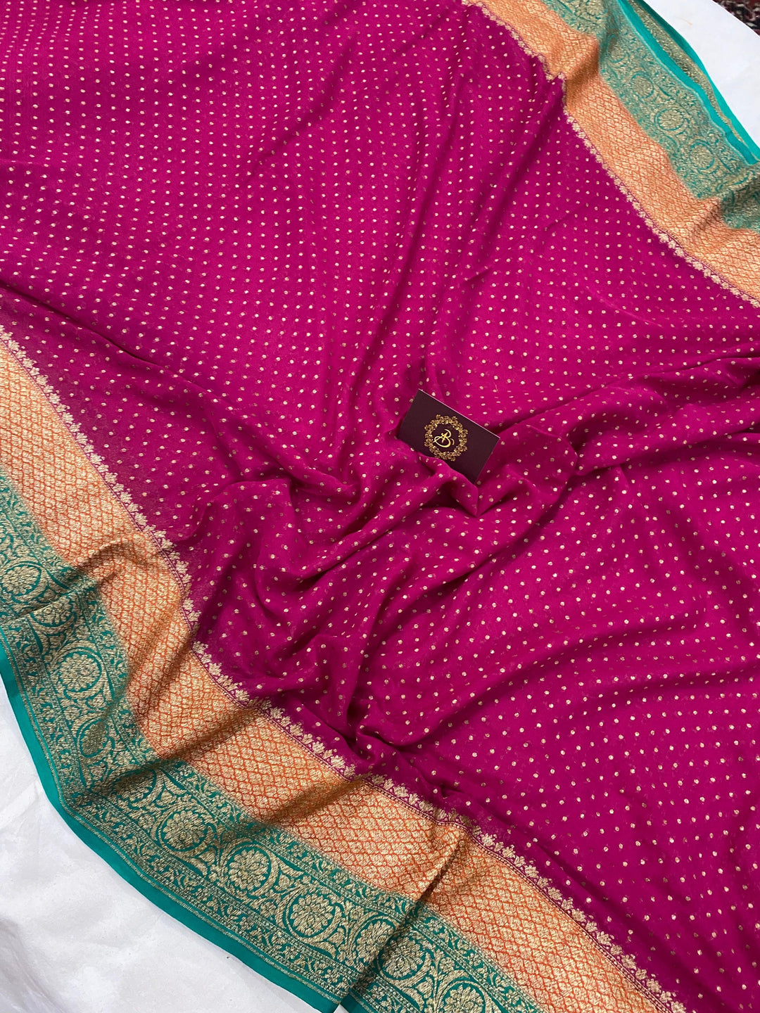 Rani Pure Banarasi Khaddi Georgette Saree - Aura Benaras