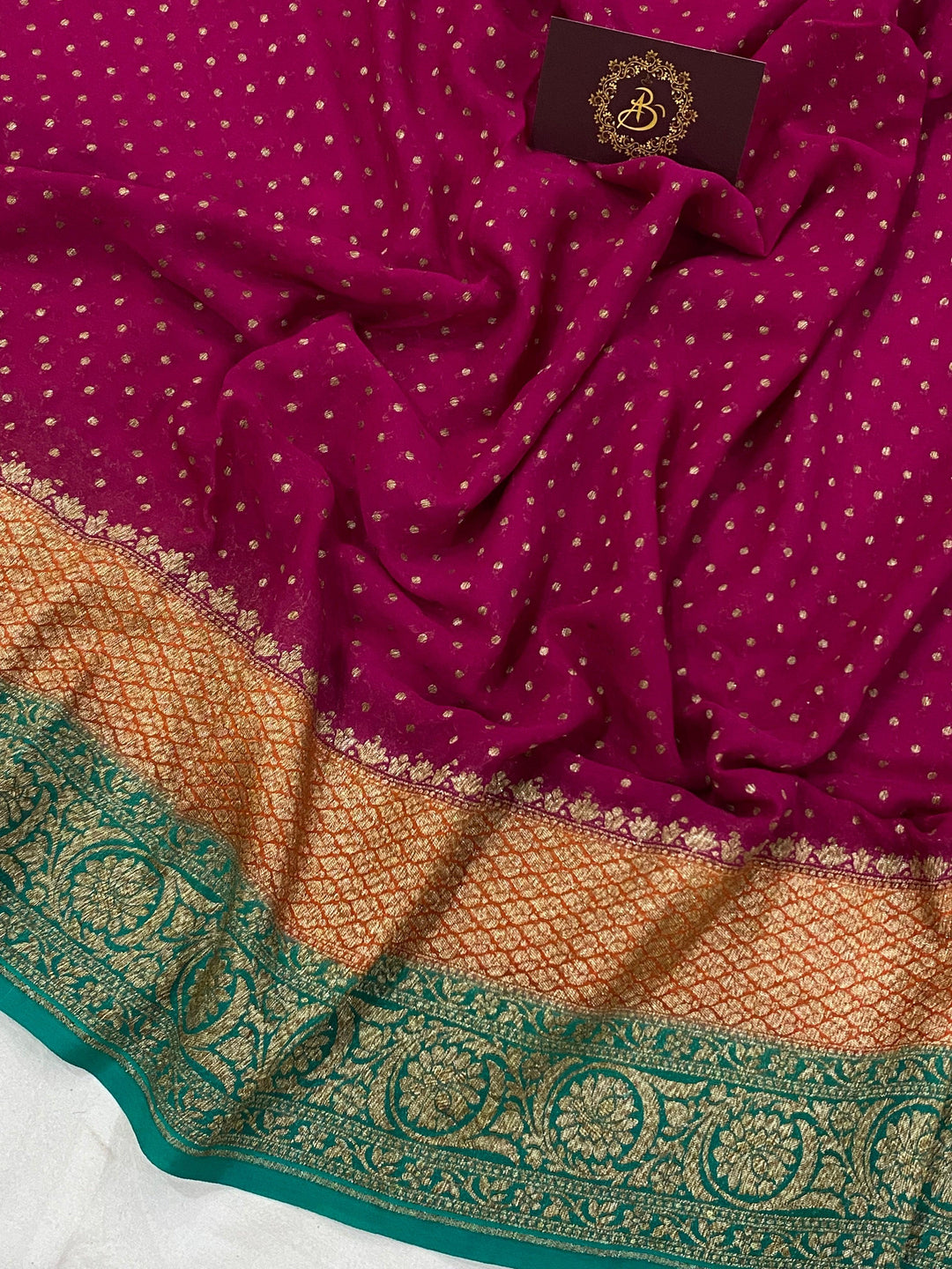 Rani Pure Banarasi Khaddi Georgette Saree - Aura Benaras
