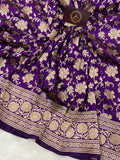 Purple Pure Banarasi Handloom Katan Silk Saree - Aura Benaras