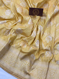 Cream Banarasi Handloom Katan Silk Saree - Aura Benaras