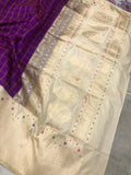 Purple Meenakari Banarasi Handloom Pure Katan Silk Saree - Aura Benaras
