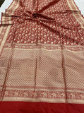 Red Banarasi Handloom Pure Katan Silk Saree - Aura Benaras